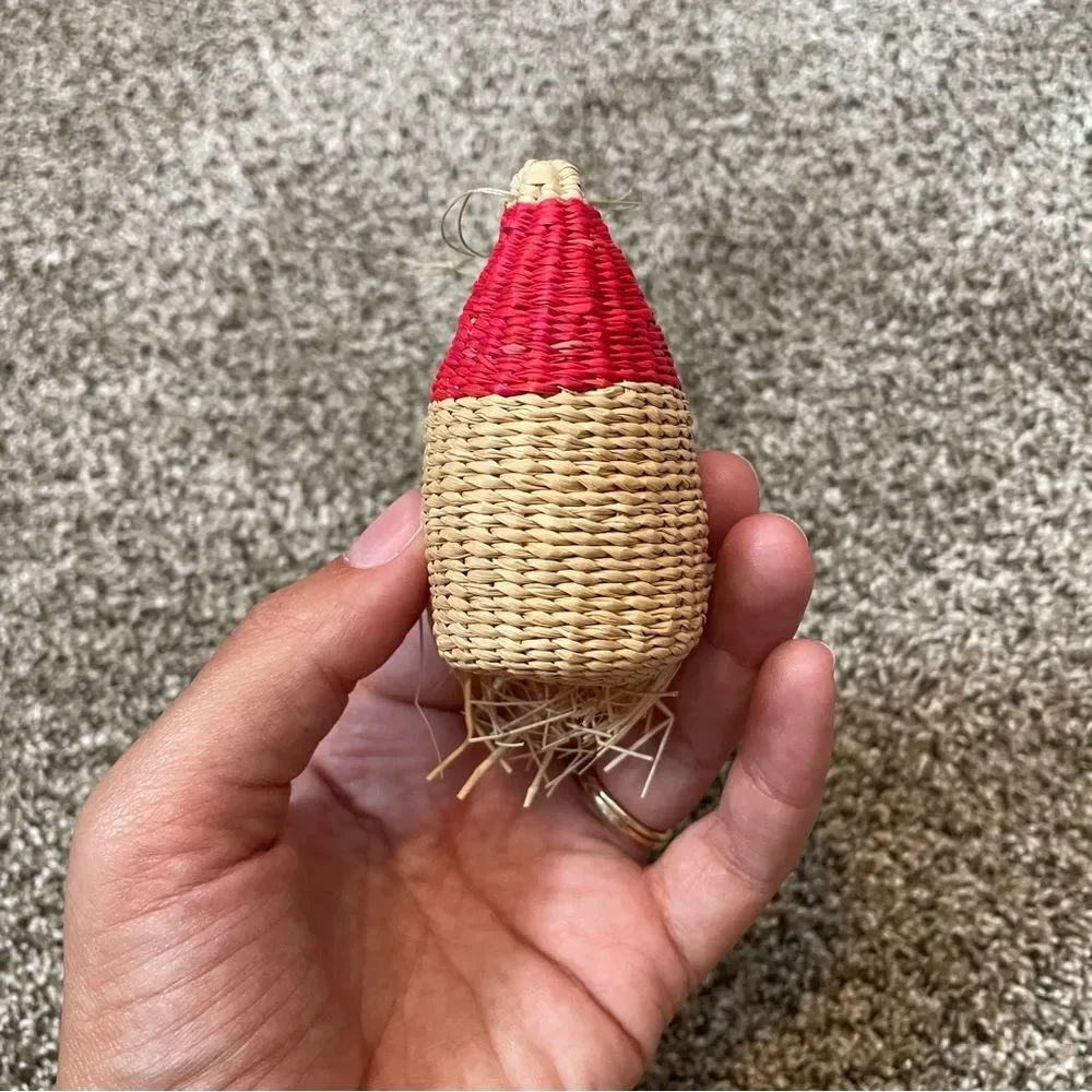 VINTAGE- Wicker Retro Funky Santa Clause Ornament